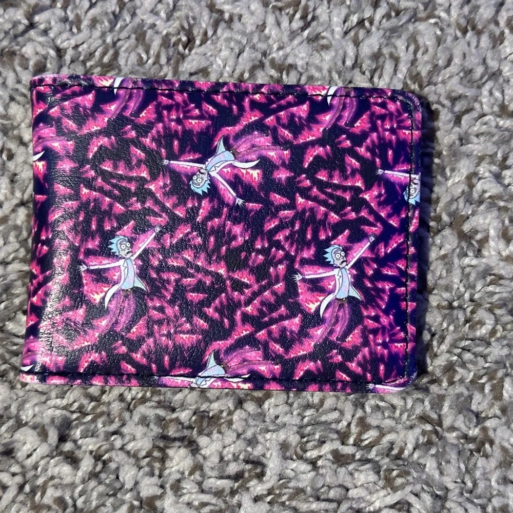 Rick & Morty bifold Wallet Vibrant Pink and Purple Patterned